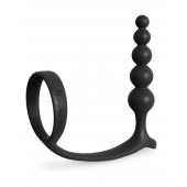 Черная анальная цепочка с эрекционным кольцом Ass-gasm Cockring Anal Beads - Pipedream - в Бердске купить с доставкой