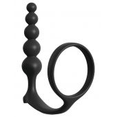 Черная анальная цепочка с эрекционным кольцом Ass-gasm Cockring Anal Beads - Pipedream - в Бердске купить с доставкой