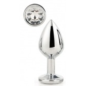 Серебристая анальная втулка с прозрачным кристаллом - 7,1 см. - Dream Toys - купить с доставкой в Бердске