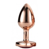 Золотистая анальная втулка с кристаллом-сердечком розового цвета - 7,1 см. - Dream Toys - купить с доставкой в Бердске