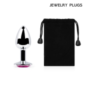 Серебристая анальная пробка с малиновым кристаллом - 7,2 см. - Anal Jewelry Plug - купить с доставкой в Бердске