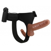 Страпон с вагинальной пробкой и вибрацией Ultra Passionate Harness - 16 см. - Baile - купить с доставкой в Бердске