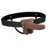 Коричневый перезаряжаемый вибрострапон - 18 см. - Lux Fetish - купить с доставкой в Бердске