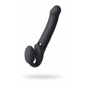 Черный безремневой вибрострапон Vibrating Bendable Strap-On L - Strap-on-me - купить с доставкой в Бердске