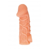 Телесная закрытая насадка с венками Cock Sleeve Size L - 17,6 см. - KOKOS - в Бердске купить с доставкой
