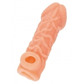 Телесная закрытая насадка с венками Cock Sleeve Size L - 17,6 см. - KOKOS - в Бердске купить с доставкой