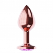 Пробка цвета розового золота с лиловым кристаллом Diamond Quartz Shine L - 8,3 см. - Lola Games - купить с доставкой в Бердске