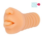 Телесный мастурбатор-ротик с высунутым язычком - Bior toys - в Бердске купить с доставкой