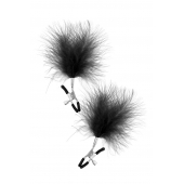 Зажимы на соски с черными пуховыми кисточками Sweet Caress Feather Nipple Clumps - Sweet Caress - купить с доставкой в Бердске