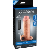 Телесная вибронасадка с кольцом  Vibrating Real Feel 1 Extension - 14 см. - Pipedream - в Бердске купить с доставкой