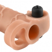 Телесная вибронасадка с кольцом Vibrating Real Feel 2 Extension - 16 см. - Pipedream - в Бердске купить с доставкой