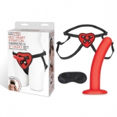Красный поясной фаллоимитатор Red Heart Strap on Harness   5in Dildo Set - 12,25 см. - Lux Fetish - купить с доставкой в Бердске