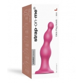 Розовая насадка Strap-On-Me Dildo Plug Beads size L - Strap-on-me - купить с доставкой в Бердске