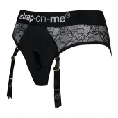 Черные трусики для насадок Diva Lingerie Harness - size S - Strap-on-me - купить с доставкой в Бердске