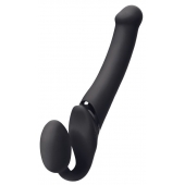 Черный безремневой вибрострапон Silicone Bendable Strap-On - size XL - Strap-on-me - купить с доставкой в Бердске