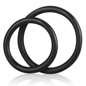 Набор из двух черных силиконовых колец разного диаметра SILICONE COCK RING SET - BlueLine - в Бердске купить с доставкой