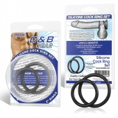 Набор из двух черных силиконовых колец разного диаметра SILICONE COCK RING SET - BlueLine - в Бердске купить с доставкой