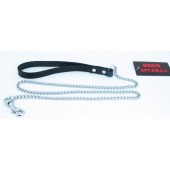 Металлический поводок с кожаной петлёй - БДСМ Арсенал - купить с доставкой в Бердске