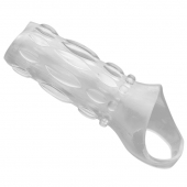 Насадка на пенис с кольцом для мошонки Clear Sensations Enhancer Sex Sleeve - 11,5 см. - XR Brands - в Бердске купить с доставкой