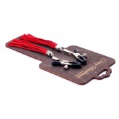 Металлические зажимы на соски с красными замшевыми кисточками - Crazy Handmade - купить с доставкой в Бердске