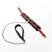 Черный ошейник с красным ремешком и поводком - Crazy Handmade - купить с доставкой в Бердске