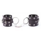 Черные кожаные наручники с люверсами - Crazy Handmade - купить с доставкой в Бердске