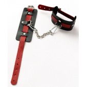 Черные оковы с красным декором и заклепками - Crazy Handmade - купить с доставкой в Бердске