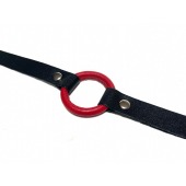 Красный кляп-кольцо на черных кожаных ремешках - БДСМ Арсенал - купить с доставкой в Бердске