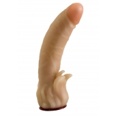 Телесная гелевая насадка-фаллос с клиторальными лепестками - 18,5 см. - LOVETOY (А-Полимер) - купить с доставкой в Бердске