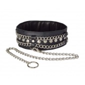 Чёрный ошейник с цепочками и поводком - Sitabella - купить с доставкой в Бердске