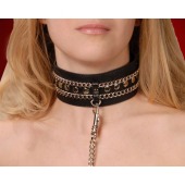 Чёрный ошейник с цепочками и поводком - Sitabella - купить с доставкой в Бердске