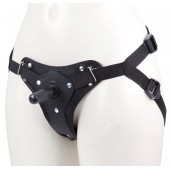 Черный женский пояс для фиксации насадок с вагинальной пробкой - LOVETOY (А-Полимер) - купить с доставкой в Бердске