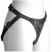 Черный женский пояс-трусики с кольцом для фиксации насадок - LOVETOY (А-Полимер) - купить с доставкой в Бердске