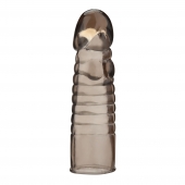 Дымчатая насадка-удлинитель Ribbed Realistic Penis Enhancing Sleeve Extension - 15,2 см. - BlueLine - в Бердске купить с доставкой