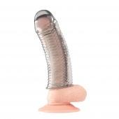 Текстурированная насадка на пенис Clear Textured Penis Enhancing Sleeve Extension - 16,5 см. - BlueLine - в Бердске купить с доставкой