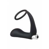 Черное эрекционное кольцо с вибропробкой Vibrating Anal Plug With Cockring - Dream Toys - в Бердске купить с доставкой