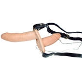 Телесный женский страпон с вагинальной пробкой Strap-On Duo - 15 см. - Orion - купить с доставкой в Бердске