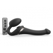 Черный безремневой страпон Multi Orgasm Size S с клиторальной стимуляцией - Strap-on-me - купить с доставкой в Бердске
