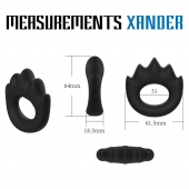 Черное эрекционное кольцо с массажными гребнями Rooster Xander - Velv or - в Бердске купить с доставкой