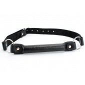 Черный кожаный кляп-трензель на кольцах - БДСМ Арсенал - купить с доставкой в Бердске