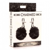 Зажимы для сосков с черным помпонами Pom Pom Nipple Clamps - XR Brands - купить с доставкой в Бердске
