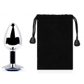 Анальное украшение BUTT PLUG  Small с синим кристаллом - 7 см. - Anal Jewelry Plug - купить с доставкой в Бердске