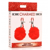 Красные зажимы на соски с помпонами Pom Pom - XR Brands - купить с доставкой в Бердске