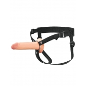 Телесный полый страпон на черных ремнях Hollow Silicone Strap-on - 17,8 см. - Pipedream - купить с доставкой в Бердске