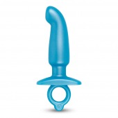 Голубая анальная пробка для массажа простаты Hither Silicone Prostate Plug - 14,3 см. - b-Vibe - в Бердске купить с доставкой