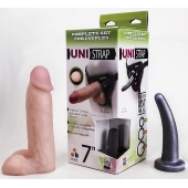 Страпон-унисекс с двумя насадками UNI strap 7  Harness - 19 и 16 см. - LOVETOY (А-Полимер) - купить с доставкой в Бердске