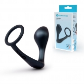 Черное эрекционное кольцо со стимулятором простаты Ringer Cock Ring   Plug - b-Vibe - в Бердске купить с доставкой