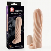 Телесная насадка-удлинитель Okoto со спиралевидным рельефом - 16 см. - Sitabella - в Бердске купить с доставкой