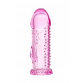 Розовая насадка на пенис с шипиками и коготком - 13,5 см. - A-toys - в Бердске купить с доставкой