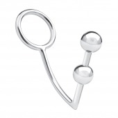 Кольцо на пенис с анальным стимулятором Two Bead Stainless Steel Anal Hook   Cock Ring - BlueLine - в Бердске купить с доставкой